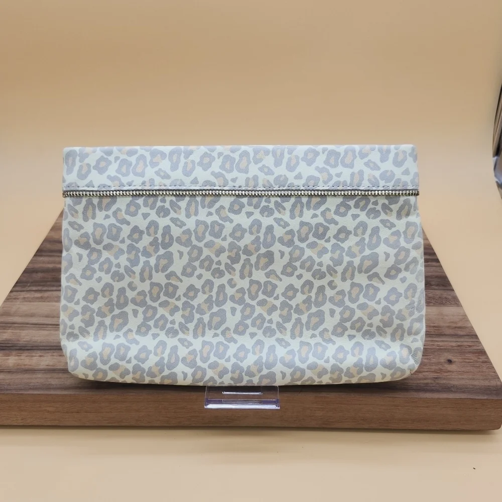 Lauren Merkin Large (11x7x2) Leopard Print Clutch or Cosmetic Pouch, Like New